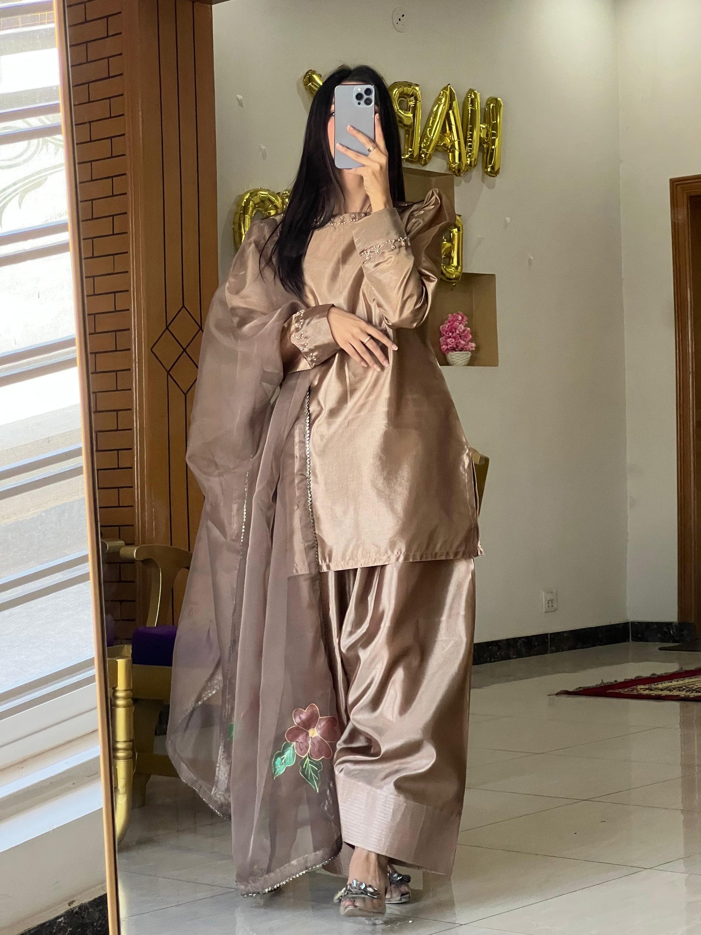 Short Shirt With Farshi Shalwar 3Pcs