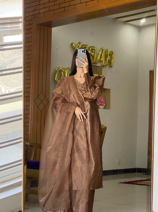 Long Shirt With Farshi Shalwar 3Pcs